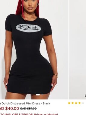 Fashion Nova x Von Dutch Graphic Logo Distressed Mini Dress Black M NWOT